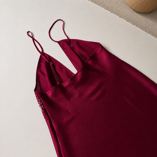 5 Pcs Slit Turkish Style Nighty Set Maroon