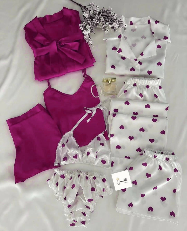 5 Pcs Heart Printed Nightwear for Women