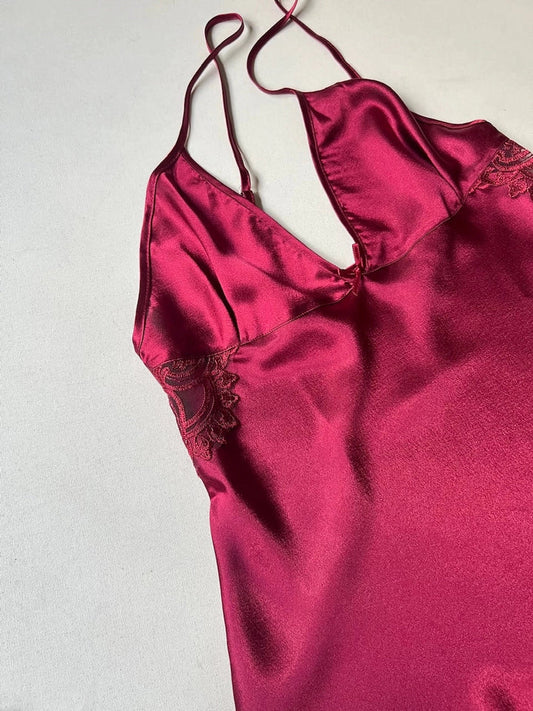 5 Pcs Slit Turkish Style Nighty Set Maroon