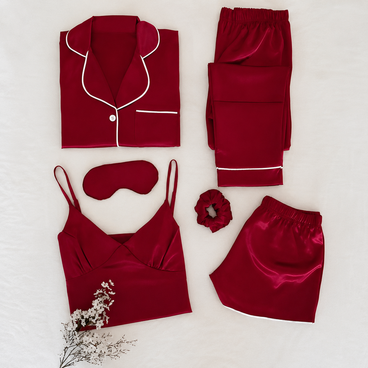 5 IN 1 SILK NIGHT SUIT SET