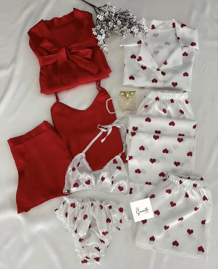 5 Pcs Heart Printed Nightwear for Women