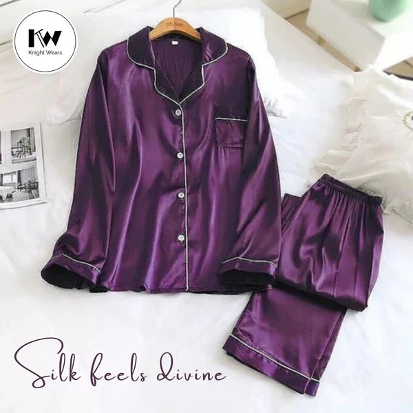 Women's Premium 2 Pcs Satin Pajama Set